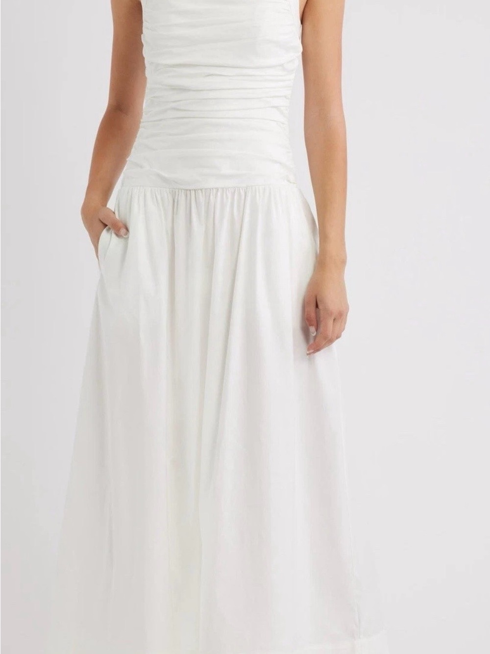 Reformation Nesta Ruched Bodice Stretch Cotton Dress Size 4